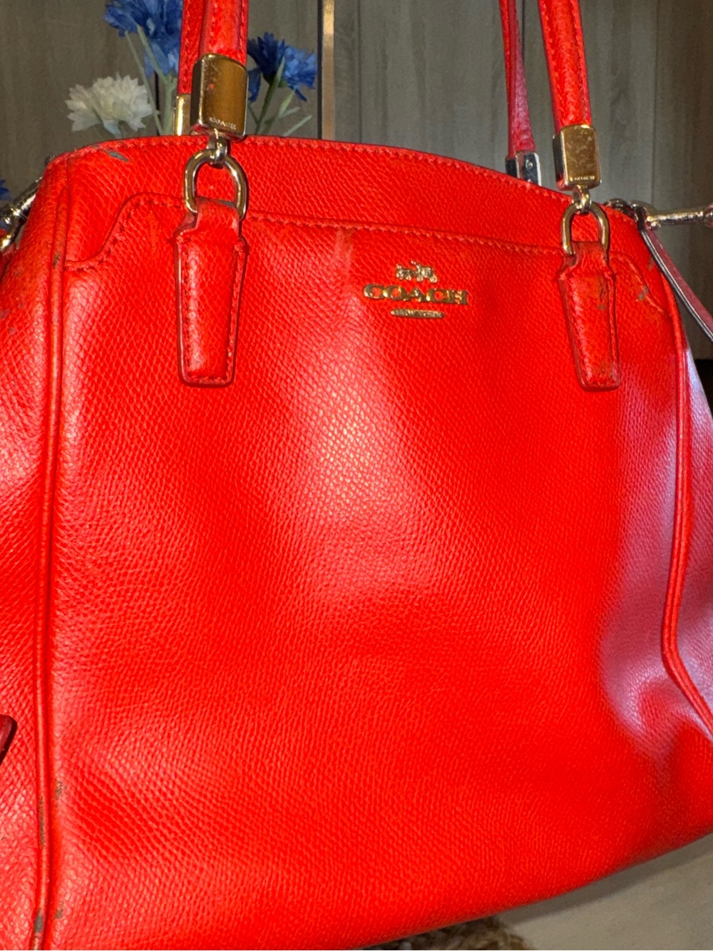 Coach Minetta Leather Crossbody Satchel Tote Bag-HARD TO FIND Cardinal Red! - Picture 3 of 16